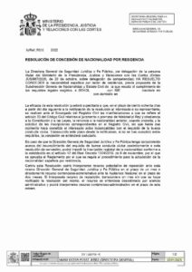 RESOLUCION CONCESION NACIONALIDAD POR RECURSO CONTENCIOSO